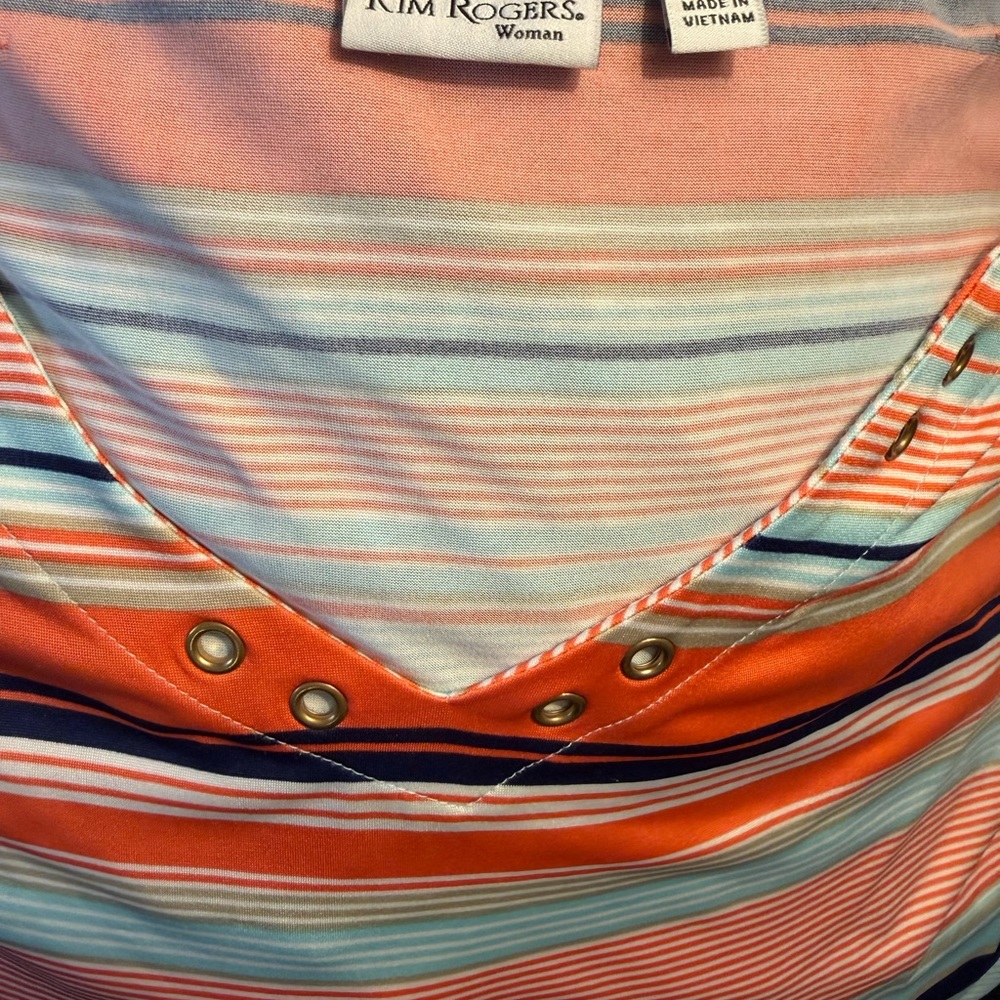 Kim Rogers Multicolor Striped V-Neck Top